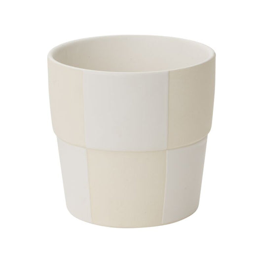 white on white checkerboard pot pot from flower + furbish Shop now at flower + furbish