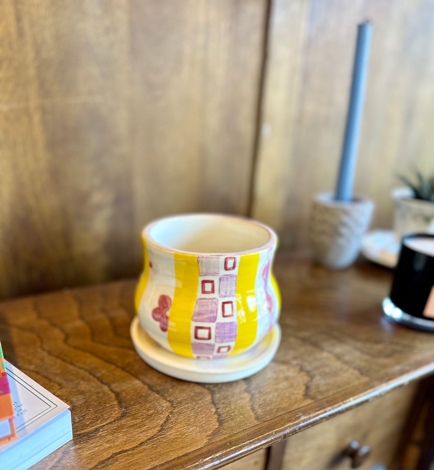yellow and pink pot plant pot from flower + furbish Shop now at flower + furbish