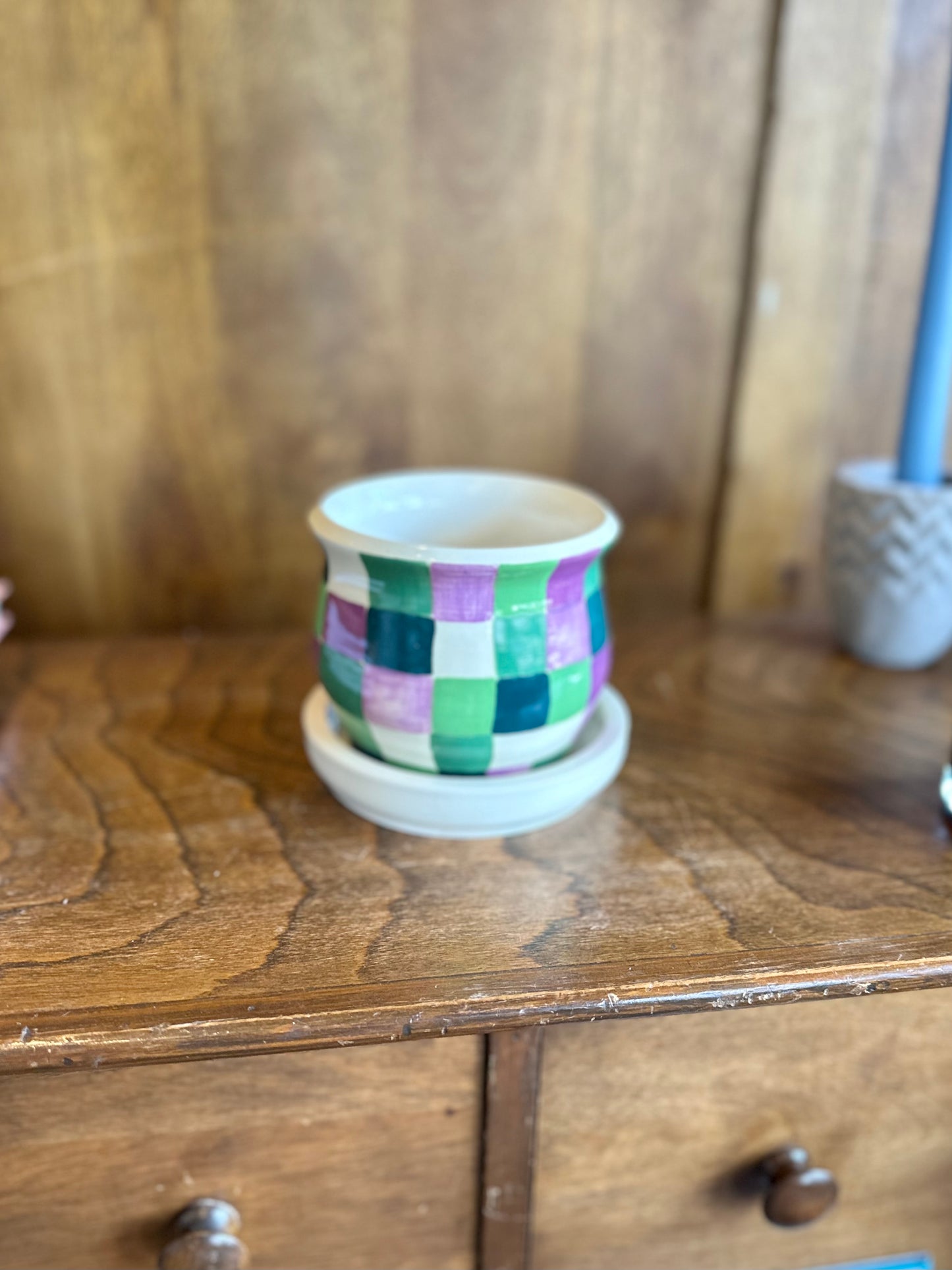 checkered pot plant pot from flower + furbish Shop now at flower + furbish