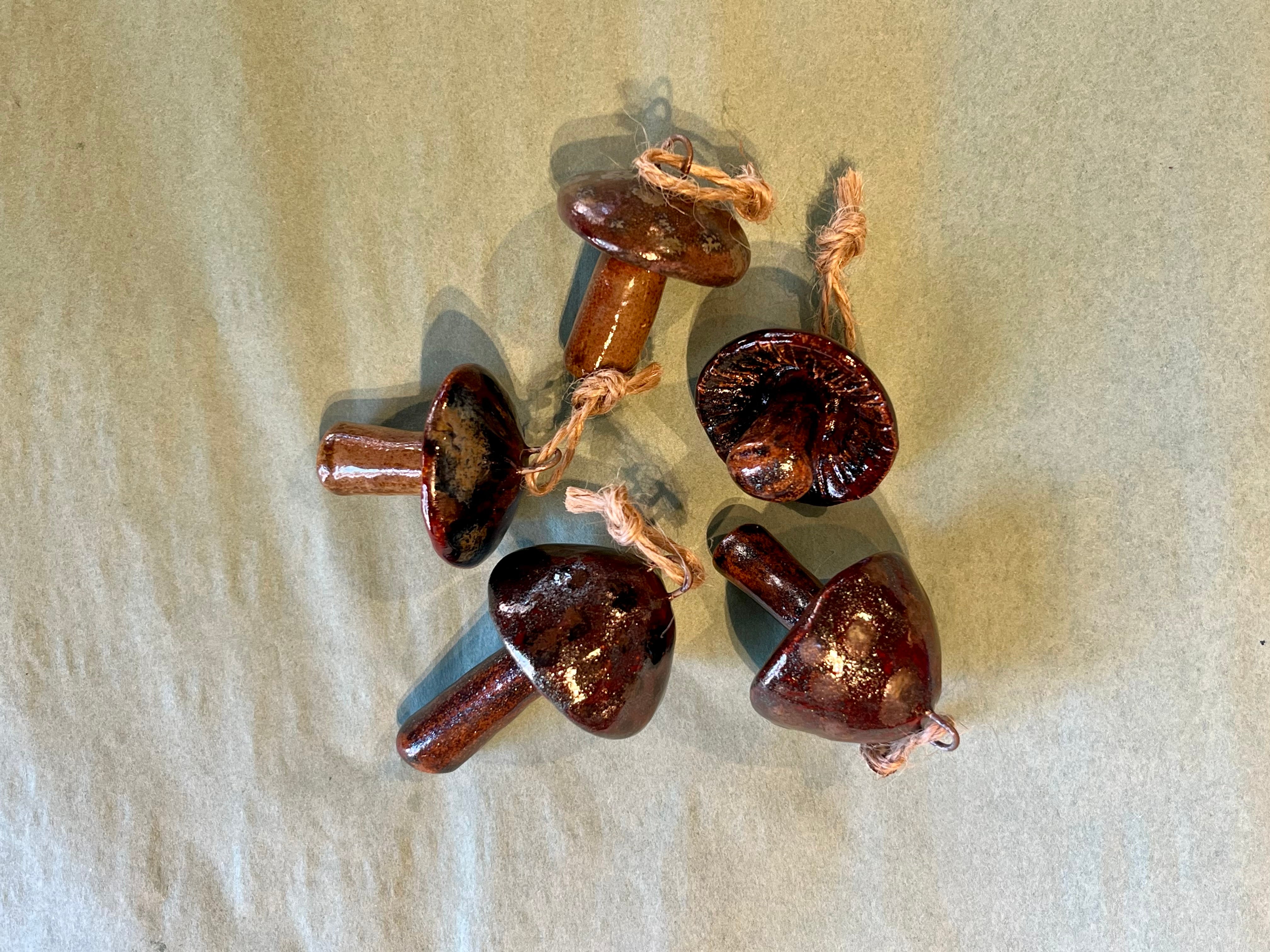 handmade mushroom ornaments Gift from flower + furbish Shop now at flower + furbish