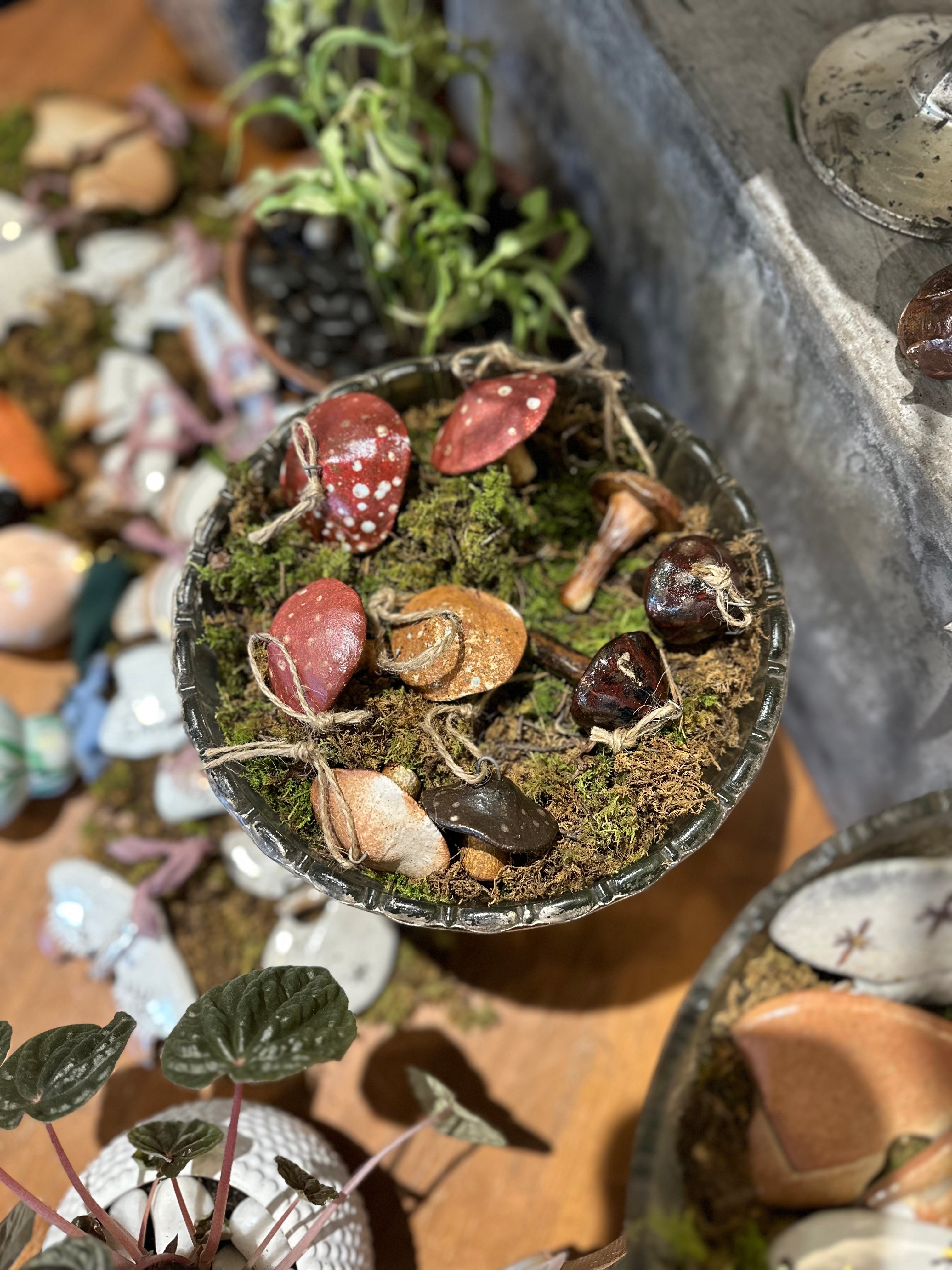 handmade mushroom ornaments Gift from flower + furbish Shop now at flower + furbish