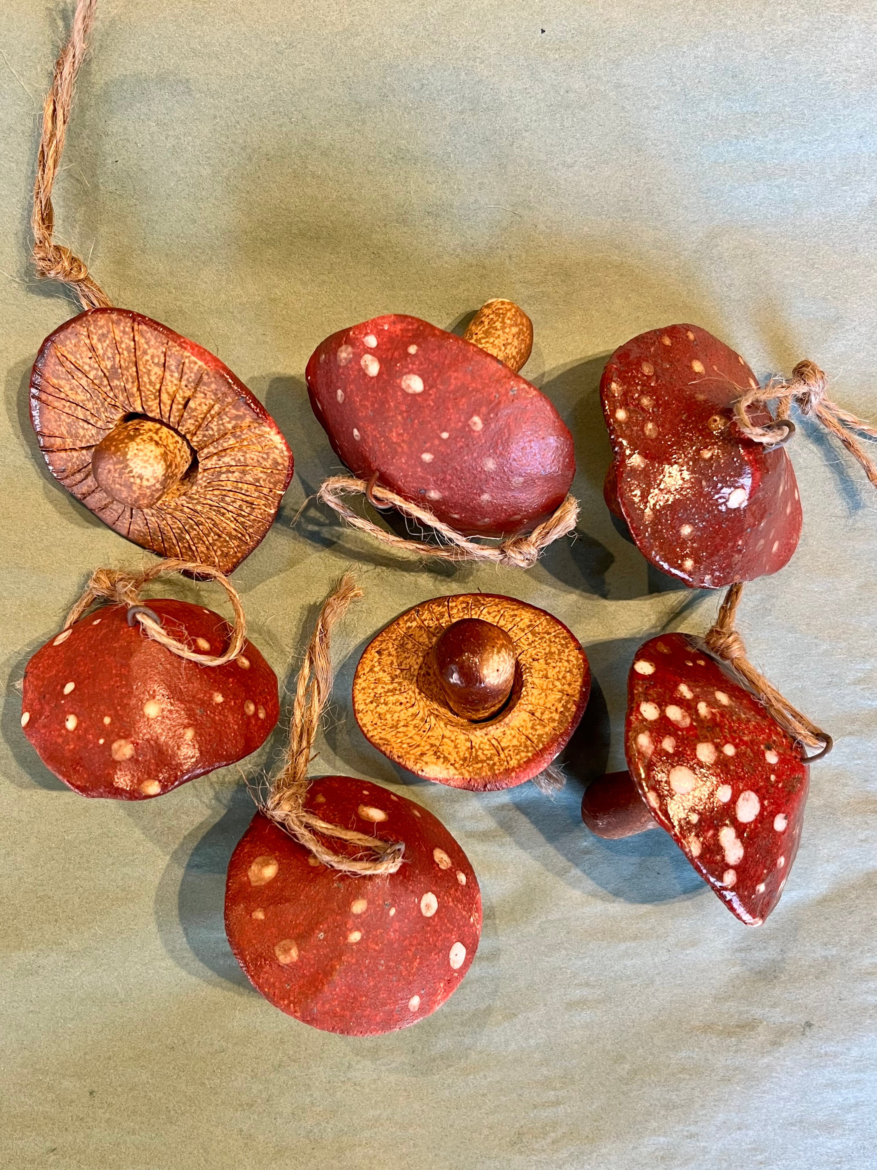 handmade mushroom ornaments Gift from flower + furbish Shop now at flower + furbish