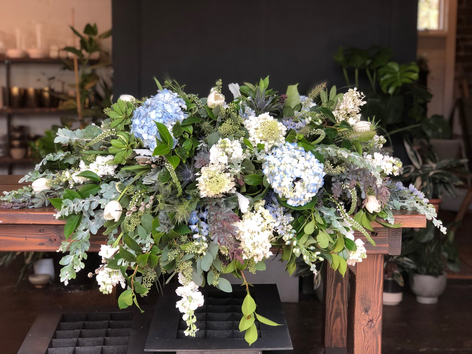 blue skies casket spray shop now at flower + furbishCasket spray, floral arrangement, Funeral, sympathy