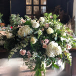 soft + serene casket spray shop now at flower + furbishfloral arrangement, Funeral, sympathy, Urn wreath