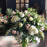 soft + serene casket spray shop now at flower + furbishfloral arrangement, Funeral, sympathy, Urn wreath