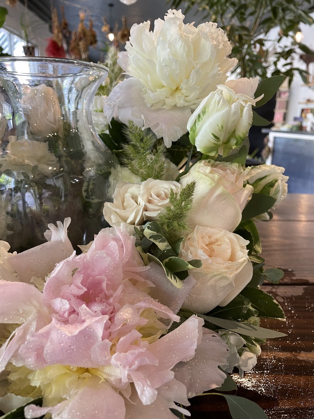 soft + serene urn arrangement funeral from flower + furbish Shop now at flower + furbish