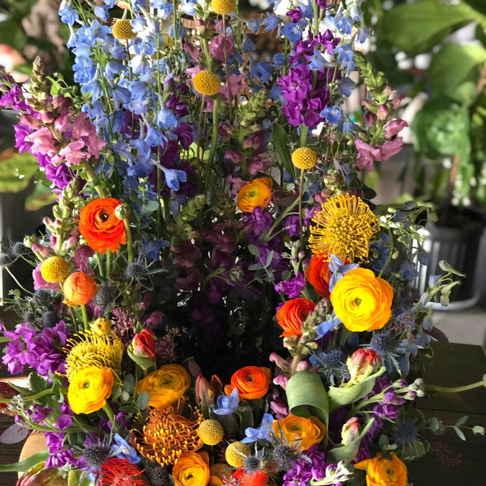 vibrant memories urn arrangement shop now at flower + furbishfloral arrangement, Funeral, sympathy, Urn wreath