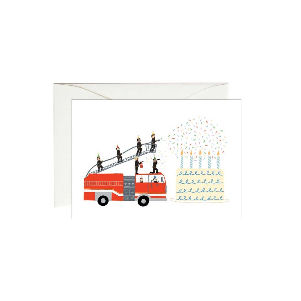 birthday fire truck mini blank card card from flower + furbish Shop now at flower + furbish