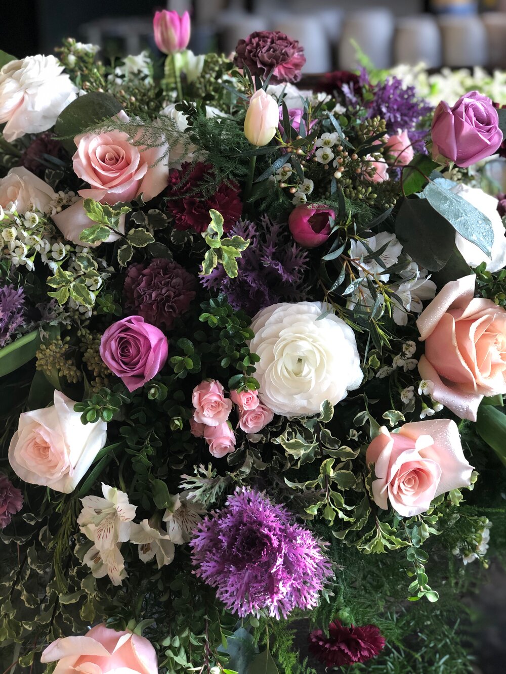 english garden casket spray funeral from flower + furbish Shop now at flower + furbish