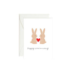 bunny anniversary mini blank card shop now at flower + furbishanniversary, blank card, card, celebration, mini card, shipping