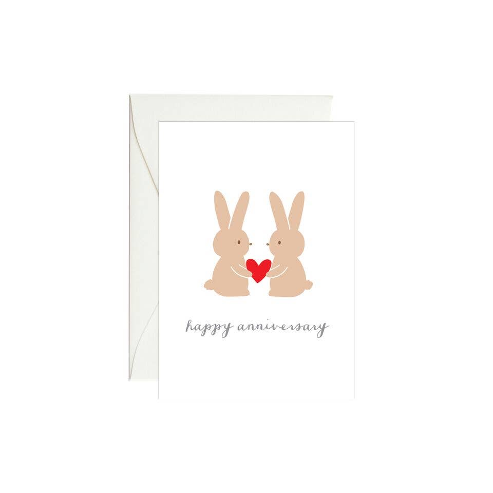 bunny anniversary mini blank card shop now at flower + furbishanniversary, blank card, card, celebration, mini card, shipping