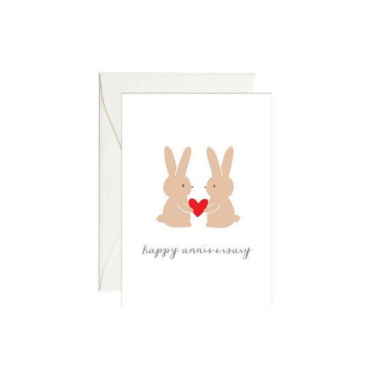 bunny anniversary mini blank card card from flower + furbish Shop now at flower + furbish