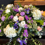 springtime casket spray shop now at flower + furbishCasket spray, floral arrangement, Funeral, sympathy