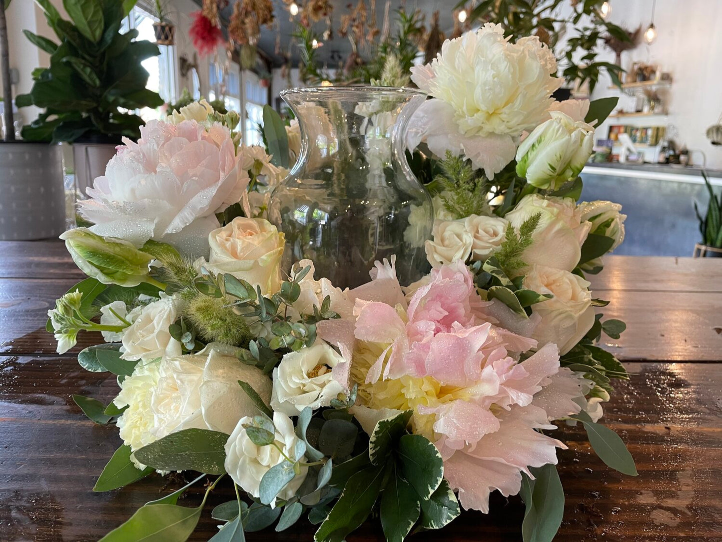 soft + serene urn arrangement funeral from flower + furbish Shop now at flower + furbish