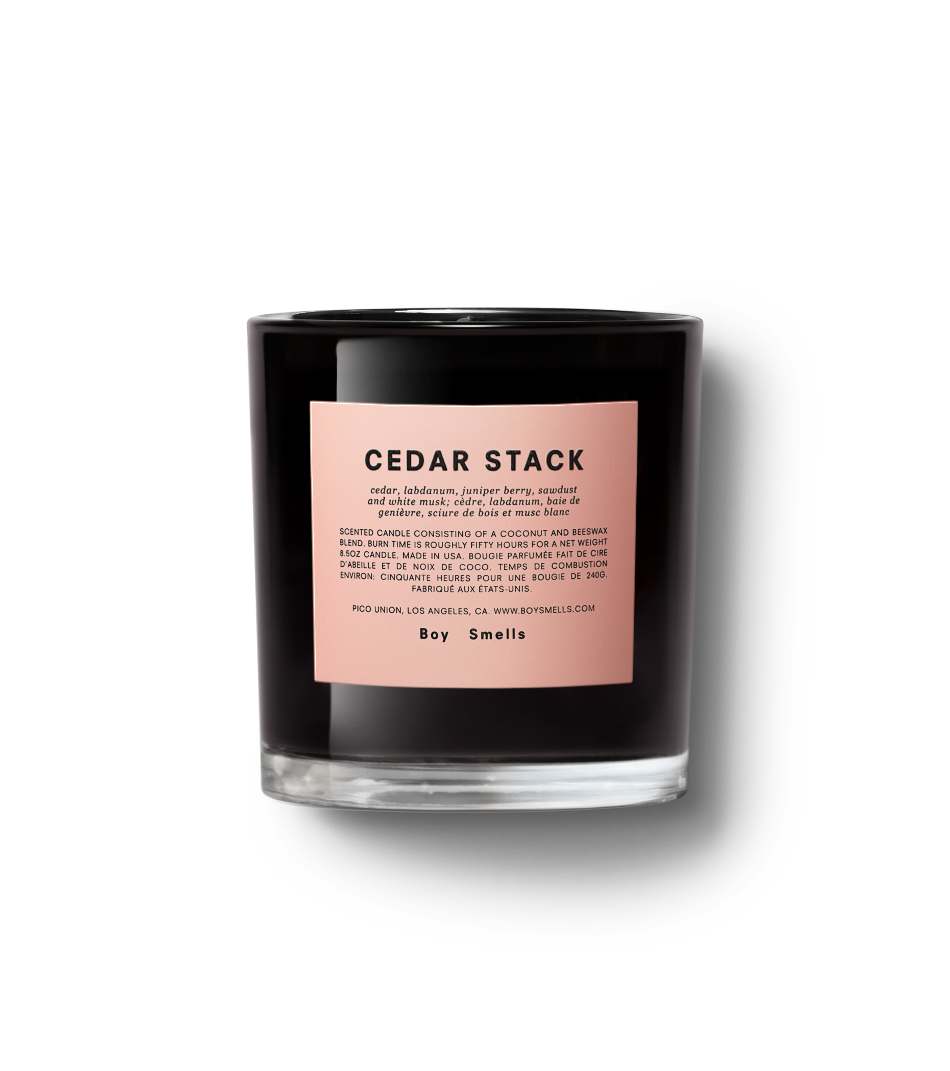 cedar stack boy smells candle candle from flower + furbish Shop now at flower + furbish