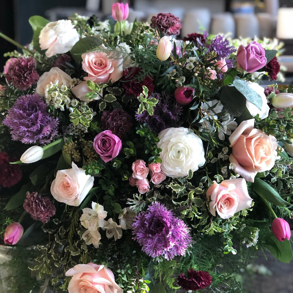 english garden casket spray shop now at flower + furbishCasket spray, floral arrangement, Funeral, sympathy