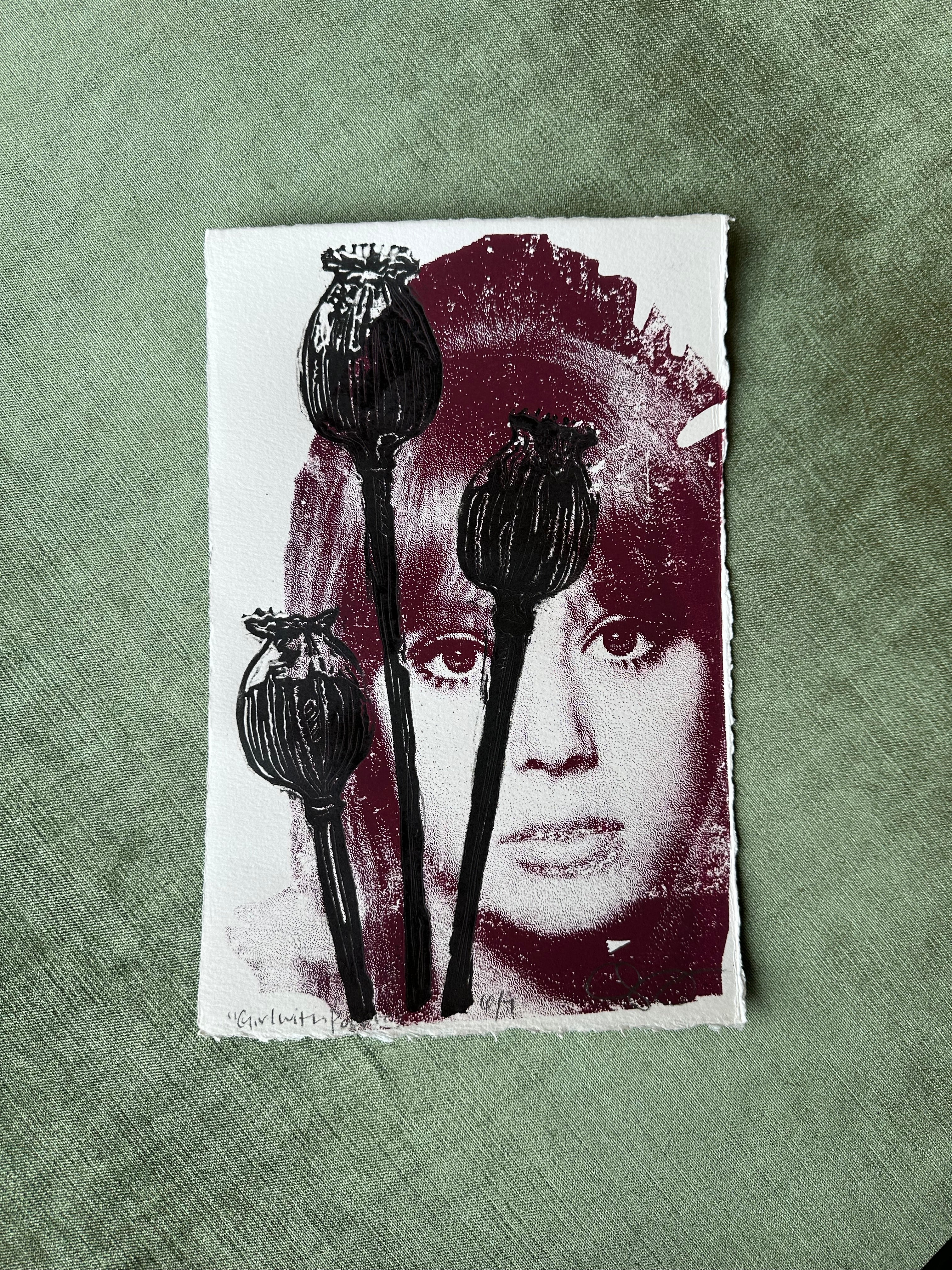 girl with the poppies print shop now at flower + furbishlife on mars, marlee, print, shipping