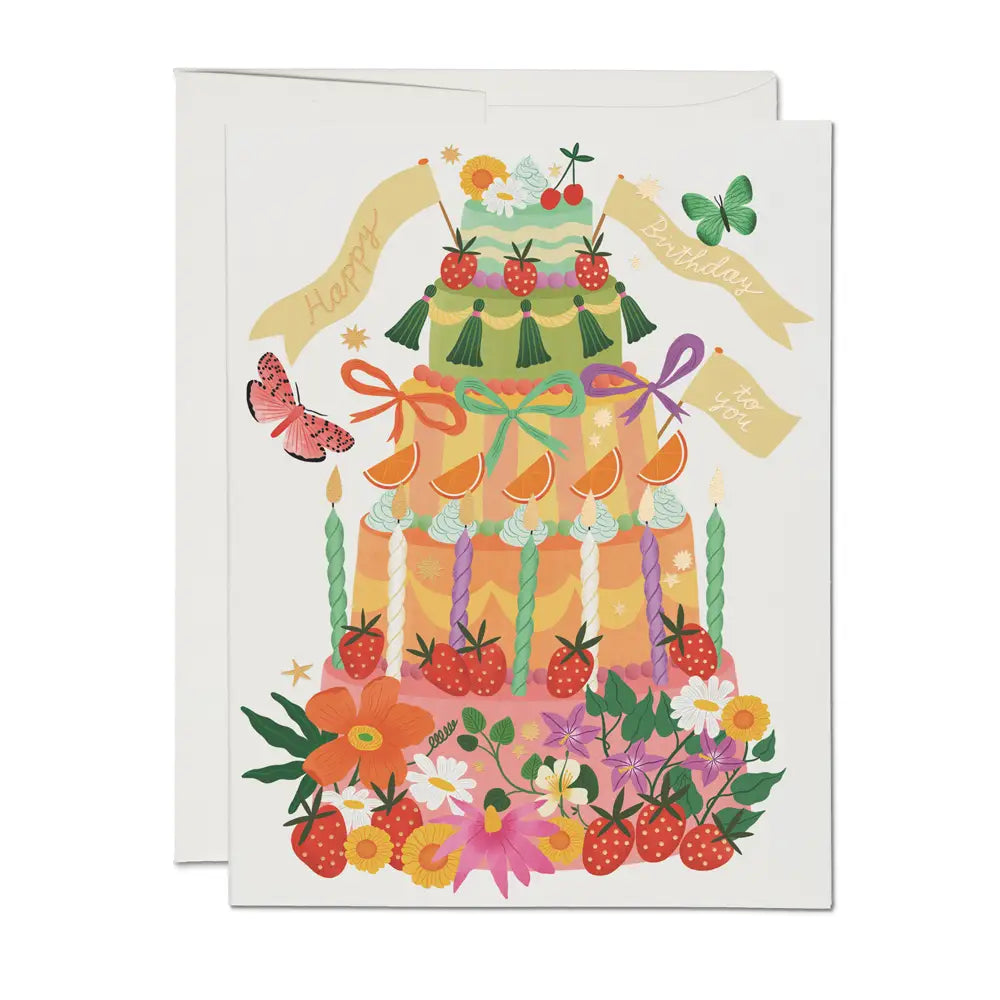 whimsical birthday cake blank card card from flower + furbish Shop now at flower + furbish