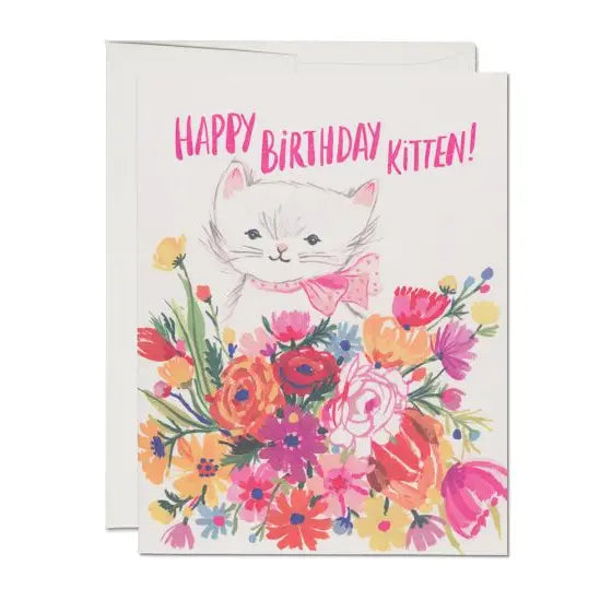 happy birthday kitten blank card card from flower + furbish Shop now at flower + furbish