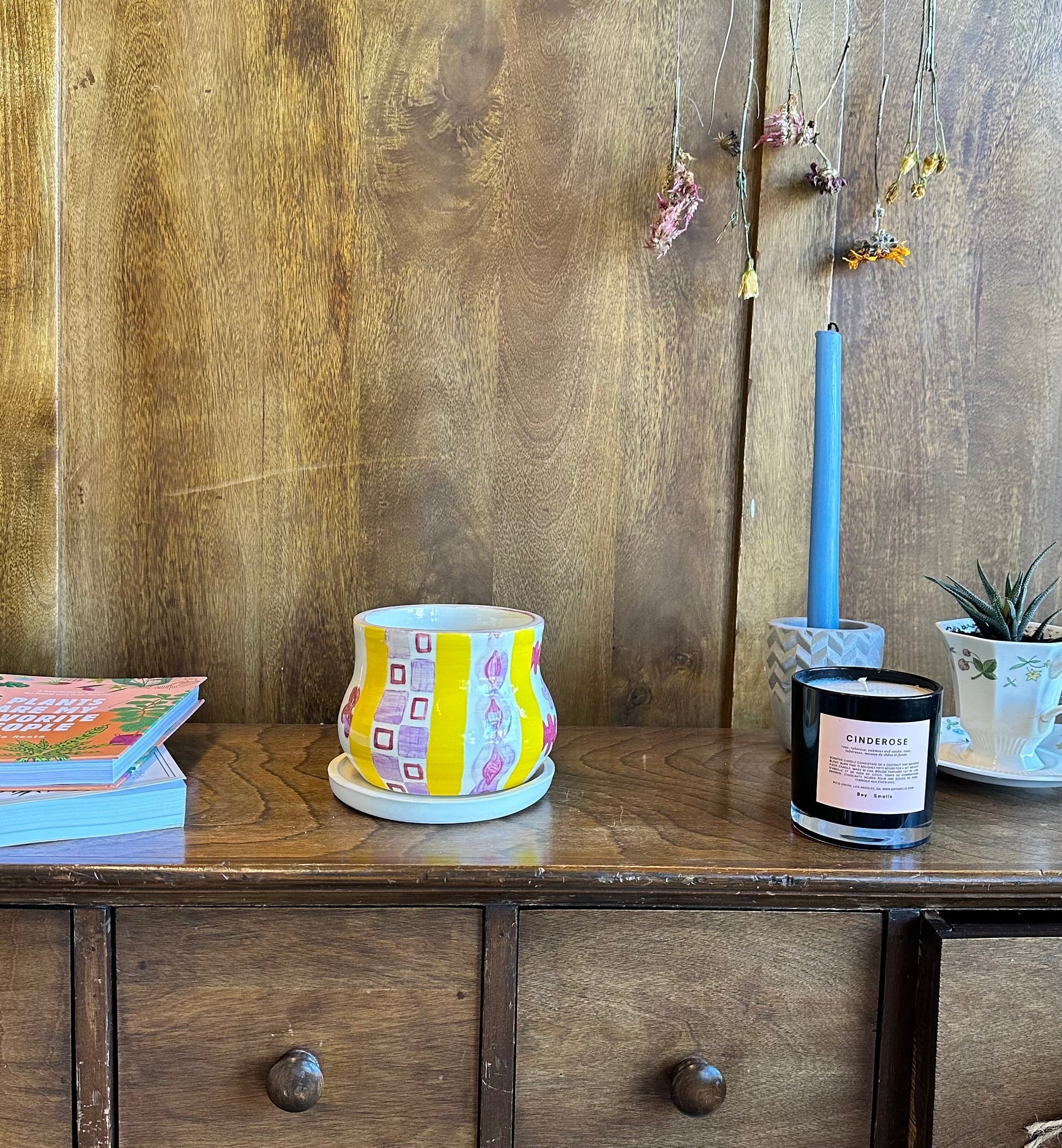 yellow and pink pot plant pot from flower + furbish Shop now at flower + furbish