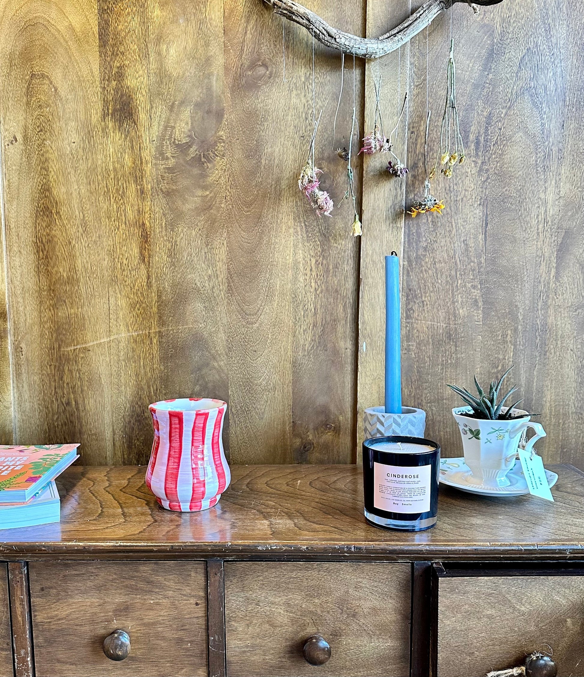 red and pink stripe vase vase from flower + furbish Shop now at flower + furbish