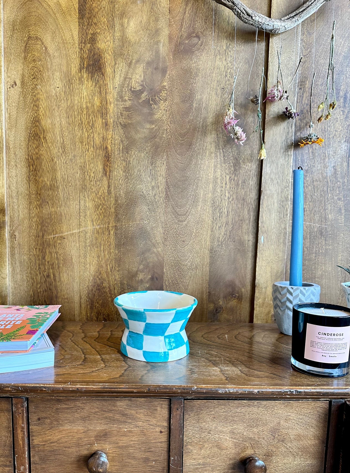 blue check pot vase from flower + furbish Shop now at flower + furbish