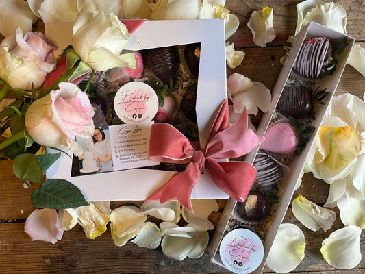 baked by caryn chocolate covered strawberries Chocolate covered strawberries from flower + furbish Shop now at flower + furbish