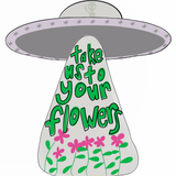 aliens love flowers sticker