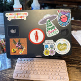 aliens love flowers sticker