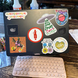 aliens love flowers sticker
