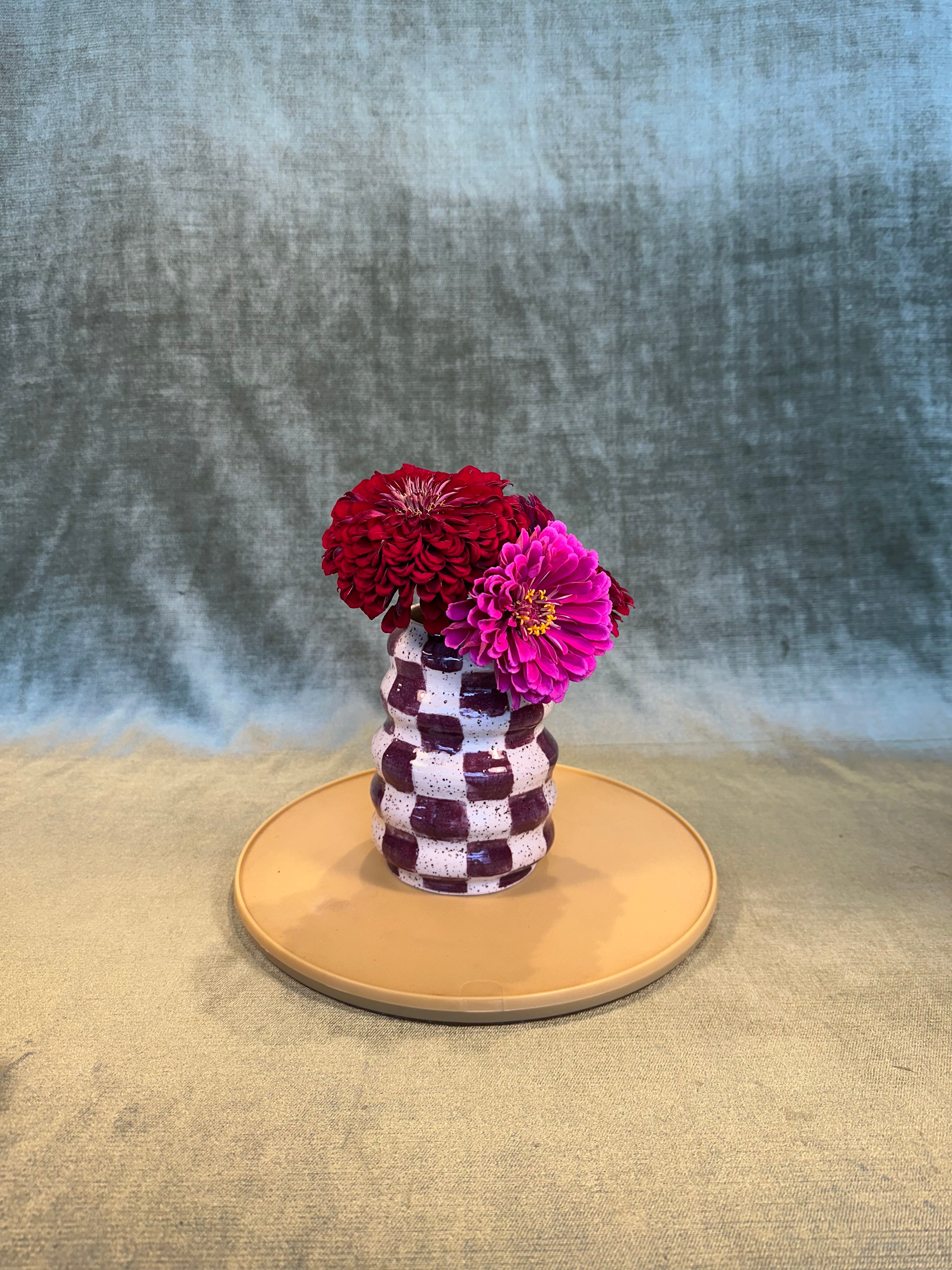 checkerboard vase shop now at flower + furbishKoryn, shipping, vase