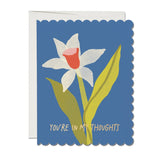 scalloped daffodil sympathy blank card shop now at flower + furbishblank card, card, celebration, shipping