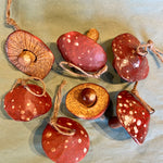 handmade mushroom ornaments Gift from flower + furbish Shop now at flower + furbish
