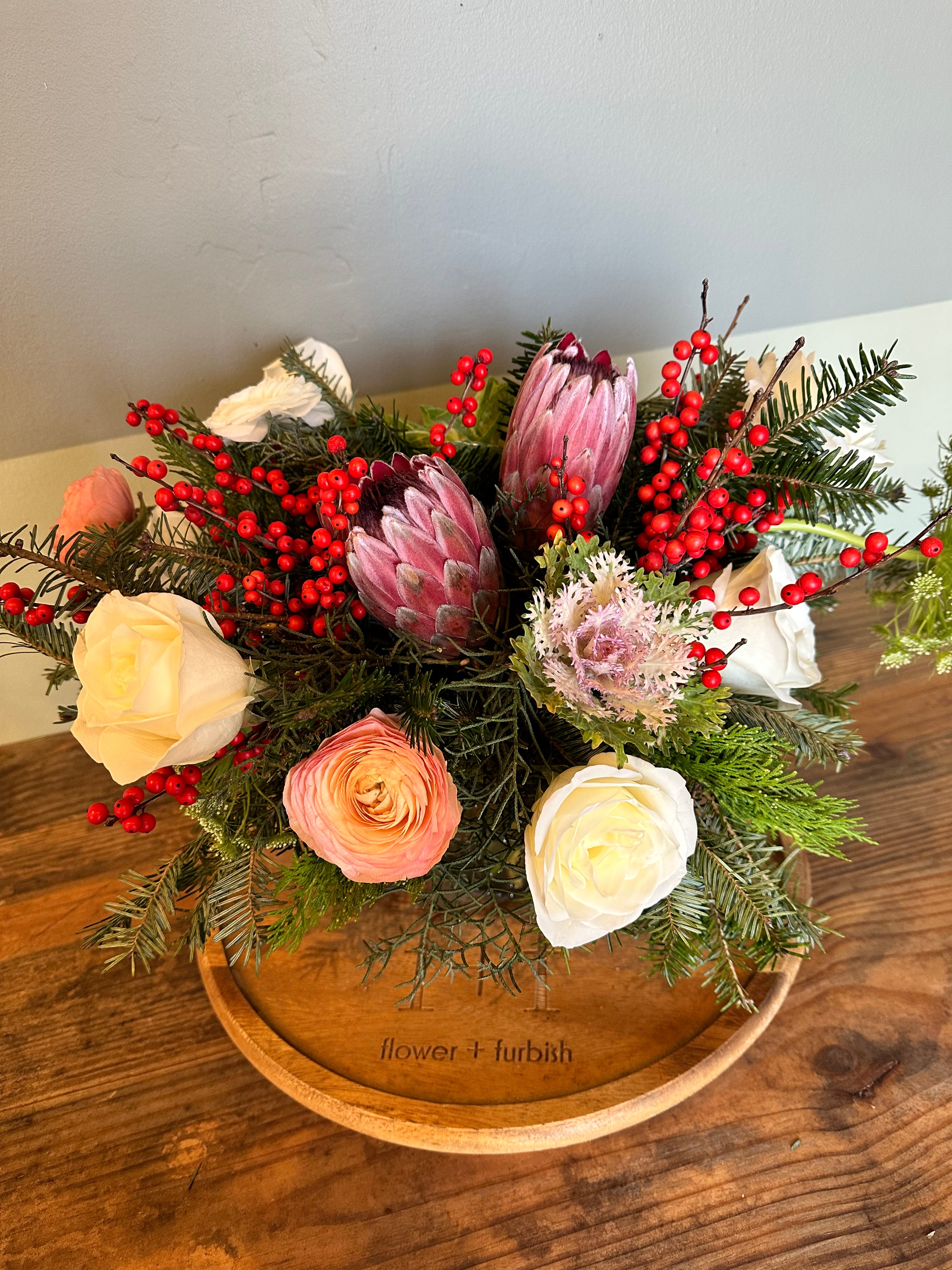 holiday sweater shop now at flower + furbishfloral arrangement, Flowers, Holiday, Thanksgiving, vase, vased arrangement