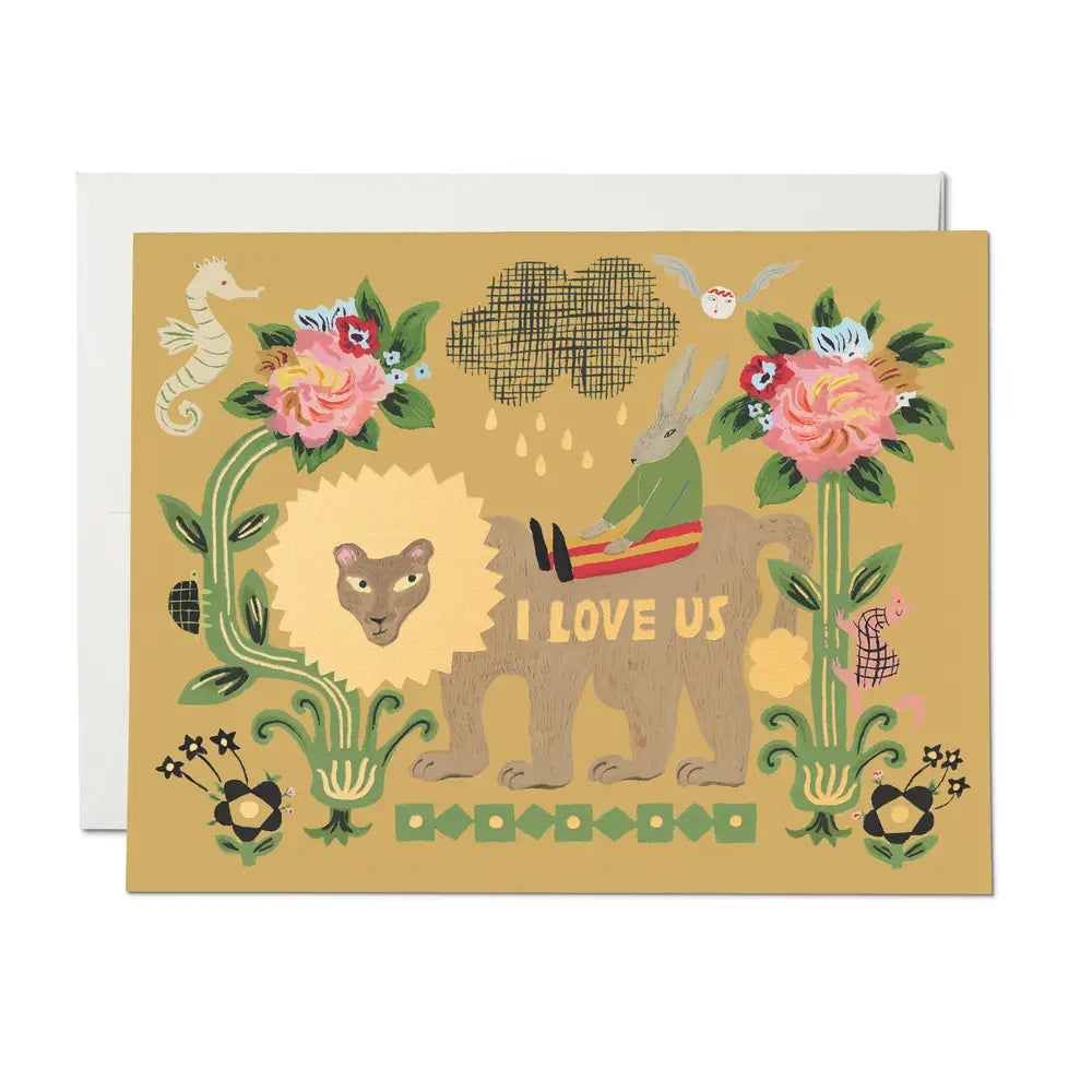 lion and rabbit love blank card shop now at flower + furbishblank card, card, celebration, shipping