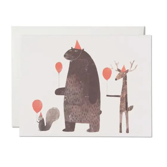 party animals birthday blank card shop now at flower + furbishanimals, birthday, blank card, card, party, shipping
