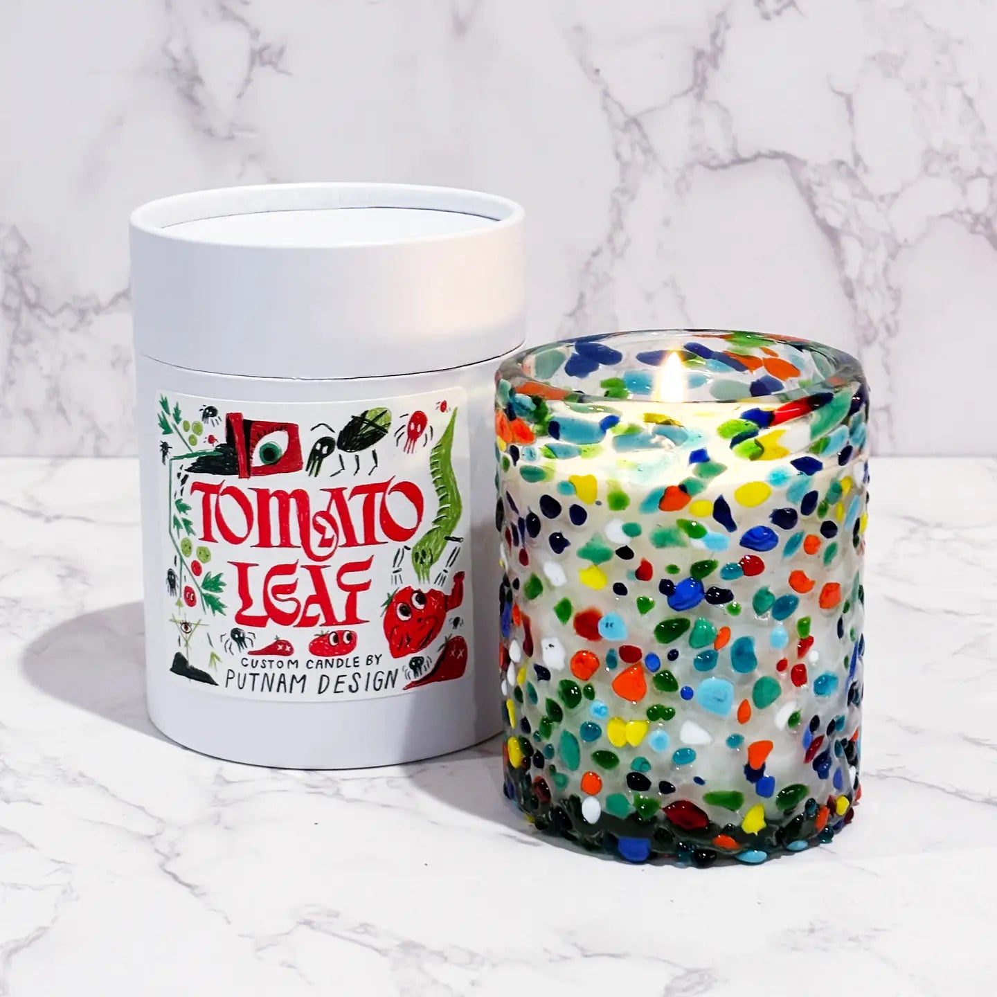 tomato leaf bubble glass candle by putnam design shop now at flower + furbishcandle, Gift, putnam candle, shipping