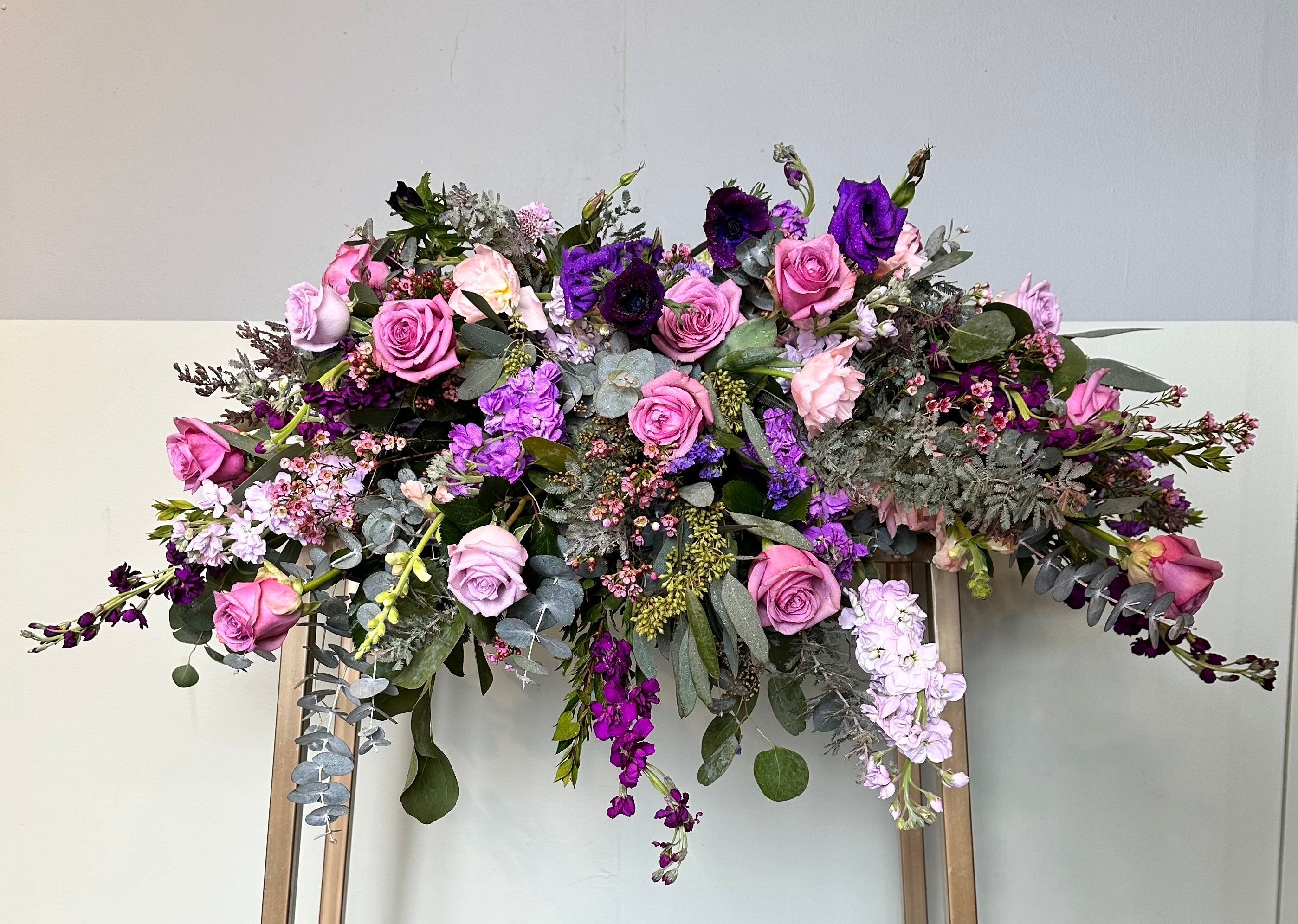 springtime casket spray funeral from flower + furbish Shop now at flower + furbish