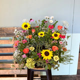 sunflower garden urn arrangement